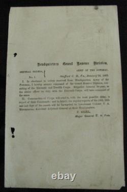 CIVIL War General Franz Sigel Stafford Courthouse Virginia Order