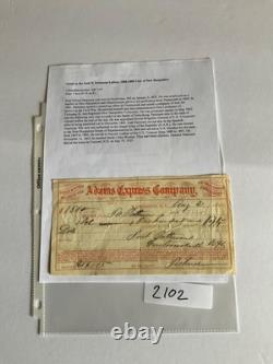 CIVIL War General Joab Patterson Sgn Adams Express Money Receipt 1865