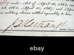 CIVIL War General John Hartranft Signed Pay For 198th Pennsylvania Officer 1869