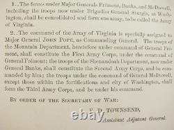 CIVIL War General John Pope Command Order 1862