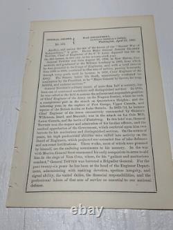 CIVIL War General Joseph Totten Mourning & Eulogy Order 1864 Span 50 Years 1897