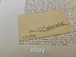 CIVIL War General Samuel P Heintzelman Signed Card Possibly His Address1754