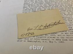 CIVIL War General Samuel P Heintzelman Signed Card Possibly His Address1754