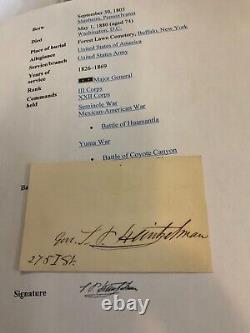 CIVIL War General Samuel P Heintzelman Signed Card Possibly His Address1754