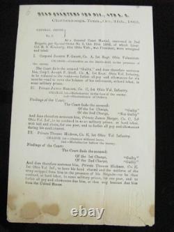 CIVIL War General Thomas Wood 1st Ohio Order Chattanooga Tennessee Siege 1863