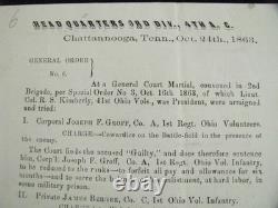 CIVIL War General Thomas Wood 1st Ohio Order Chattanooga Tennessee Siege 1863 CIVIL War General Thomas Wood 1st Ohio Order Chattanooga Tennessee Siege 1863