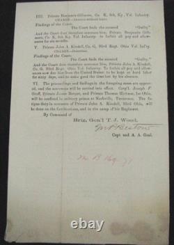 CIVIL War General Thomas Wood 1st Ohio Order Chattanooga Tennessee Siege 1863