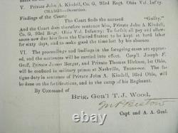 CIVIL War General Thomas Wood 1st Ohio Order Chattanooga Tennessee Siege 1863