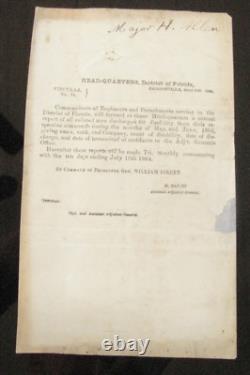 CIVIL War Jacksonville Florida Circular General Wiiliam Birney 1864