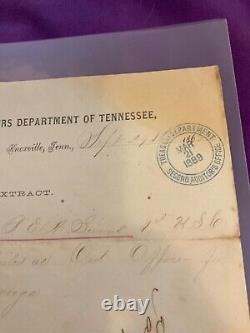 CIVIL War Knoxville Tennessee 1865 General Stoneman Ordnance Usct Transfer 1753