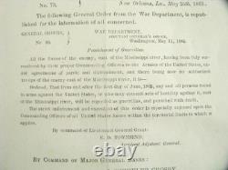 CIVIL War Louisiana Execution Of Guerrillas Order 1865