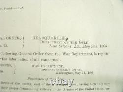 CIVIL War Louisiana Execution Of Guerrillas Order 1865