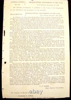 CIVIL War Louisiana General Banks Command Order 1862