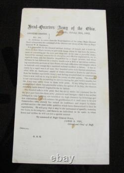 CIVIL War Louisville Kentucky General Buell Farewell Order 1862