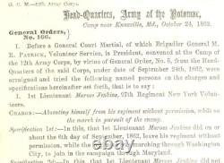 CIVIL War Maryland Antietam Campaign General Order Dismissing 2 Awol Officers