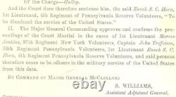 CIVIL War Maryland Antietam Campaign General Order Dismissing 2 Awol Officers