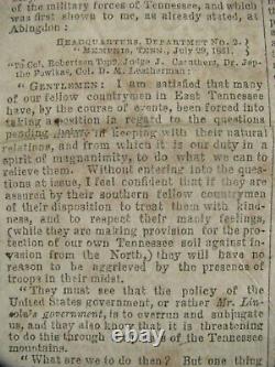 CIVIL War Memphis Tennessee Daily Appeal Confederate Newspaper 1861