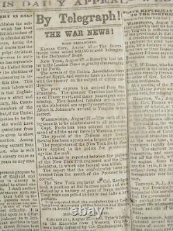 CIVIL War Memphis Tennessee Daily Appeal Confederate Newspaper 1861