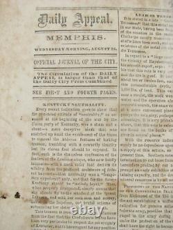 CIVIL War Memphis Tennessee Daily Appeal Confederate Newspaper 1861