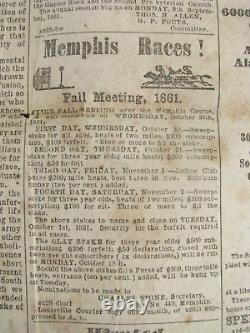 CIVIL War Memphis Tennessee Daily Appeal Confederate Newspaper 1861