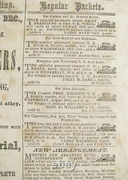 CIVIL War Memphis Tennessee Daily Appeal Confederate Newspaper 1861