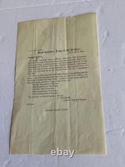 CIVIL War Order For Distinguished Bavery Hatchers Run Va 1864 Carry Colors