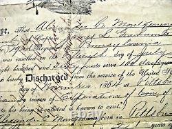CIVIL War Pennsylvania Discharge Signed By General