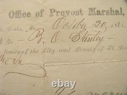CIVIL War St Louis Missouri Pass 1861 Signed By General John Mcneil