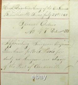 CIVIL War Texas Army Of The Rio Grande Clarksville Texas Surgeon's Order 1865
