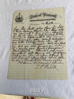 CIVIL War Vermont General J S Peck Letter 1881 To Gen. J Patterson Vt Stationary CIVIL War Vermont General J S Peck Letter 1881 To Gen. J Patterson Vt Stationary