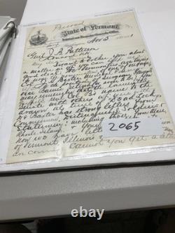 CIVIL War Vermont General J S Peck Letter 1881 To Gen. J Patterson Vt Stationary