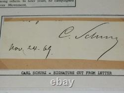 Carl Schurz Civil War General Nevada Indian Proponent AUTOGRAPH CUT OUT & BIO