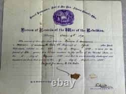 Civil War Bureau of Records of the War of the Rebellion certificate 1890