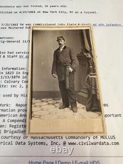 Civil War CDV Colonel William Wilson 6th NY Zouaves Civil War CDV Colonel William Wilson 6th NY Zouaves