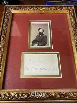 Civil War CDV Union General Carl Schurz with Autograph Framed