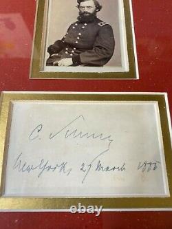 Civil War CDV Union General Carl Schurz with Autograph Framed