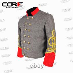 Civil War CSA General Artillery 4 Row Braids Double Breast Wool Shell Jacket