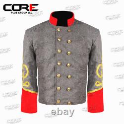 Civil War CSA General Artillery 4 Row Braids Double Breast Wool Shell Jacket