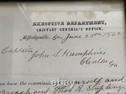 Civil War Clinton GA Confederate Officer Commission document General Henry Wayne