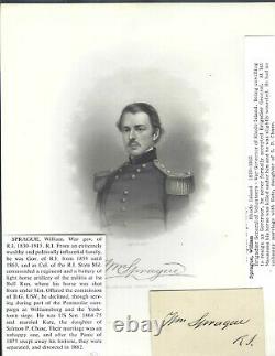 Civil War Clipped Signature Governor General of Rhode Island William Sprague