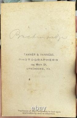 Civil War Confederate General John Breckinridge CDV Tanner Vanness Lynchburg Va