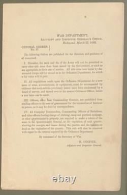 Civil War Confederate General Orders, 1862