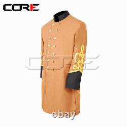 Civil War Confederate General's Butternut Frock Coat with 4 Braids- All Sizes