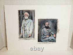 Civil War Confederate Generals Lee & Jackson Original Painting Signed J. Gampper