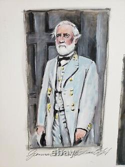 Civil War Confederate Generals Lee & Jackson Original Painting Signed J. Gampper