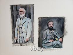 Civil War Confederate Generals Lee & Jackson Original Painting Signed J. Gampper