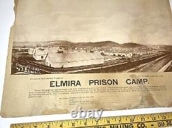 Civil War Elmira Rebel Prison Camp Orig 1864 / 1890 HUGE Albumen Photo Larkin