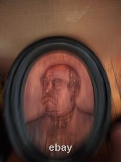 Civil War General Butler 19th American Folk Portrait Bust Wood Carving 15