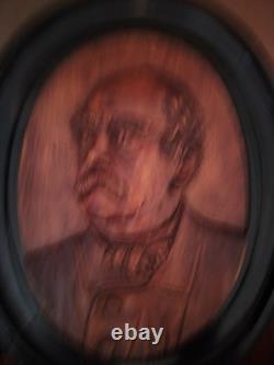 Civil War General Butler 19th American Folk Portrait Bust Wood Carving 15
