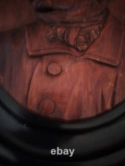 Civil War General Butler 19th American Folk Portrait Bust Wood Carving 15